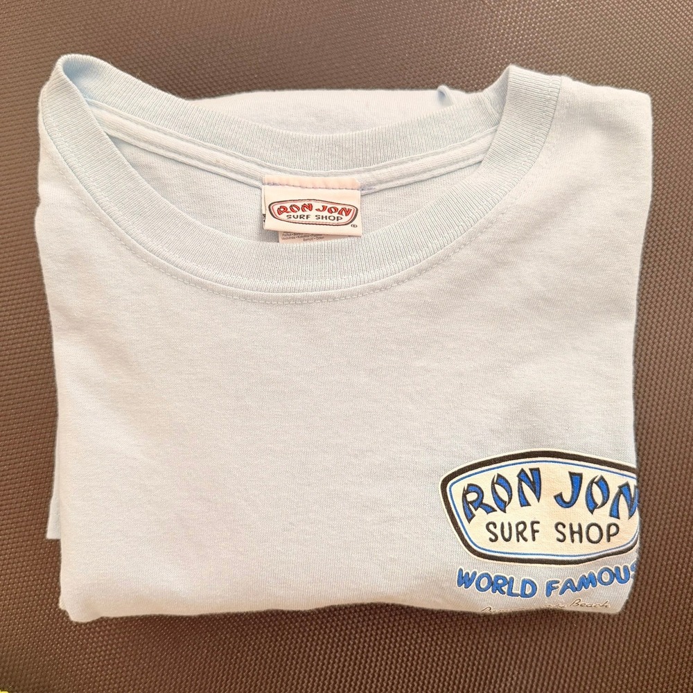 Ron Jon Surf Shop T-Shirt Unisex Medium Light Blue Excellent Panama City Beach